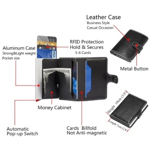 Портфейл RFID iUni P2, слот за 6 карти, черен - Img 8