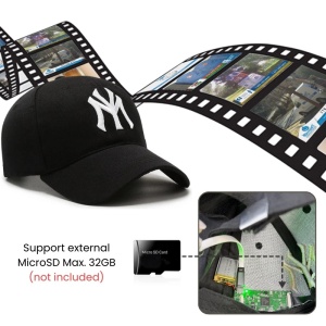 Шпионска камера в шапка с козирка iUni H15, Wi-Fi, Full HD, аудио-видео запис, фотография, черно-бяла - Img 4