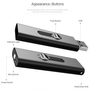 Шпионски микрофон USB стик SpyMic STK96, Диктофон, 8 GB вътрешна памет, Черен - Img 11