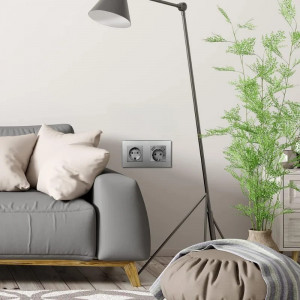Doppelsteckdose mit geschützter Glasblende, 2 USB-A-Anschlüsse, iUni US2, 16 A, silberfarben - Img 6
