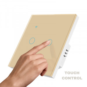 iUni 2F интелигентен сензорен ключ, Wi-Fi, безопасно стъкло, LED, златен - Img 5
