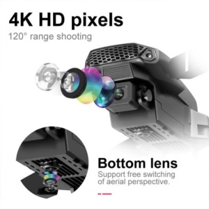 iUni E88 Pro-drone, 4K, wifi, 2 camera's, inklapbare armen, livestreaming via de telefoon, zwart - Img 5