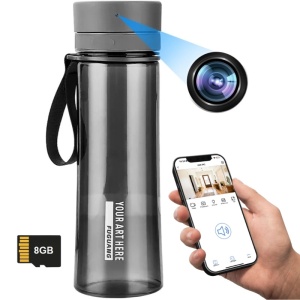 iUni IP48 Minikamera, Flaschenform, WLAN, 8 GB, Full HD, Live-Ansicht auf dem Smartphone