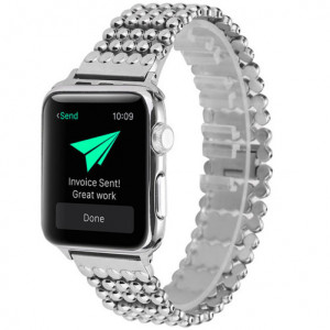 iUni Luxury Armband für Apple Watch 1/2/3/4/5/6/7, 40 mm, Edelstahl, silberfarben - Img 3