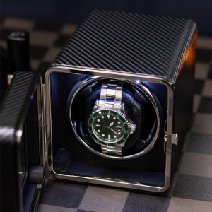 iUni Opwinddoos voor automatische horloges, Watch Winder, Eco-leer, Zwart carbon - Img 3