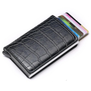 iUni P1 wallet, RFID, 6-card slot, crocodile print, black - Img 8