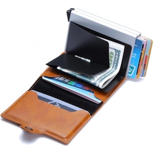 iUni P3 RFID-Doppelbrieftasche, 16 Karten, Dunkelbraun - Img 2