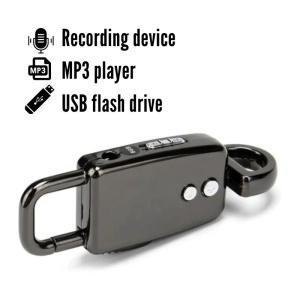 iUni SpyMic BR11 Schlüsselanhänger, Spionage-Diktiergerät, 8 GB interner Speicher, MP3-Player, schwarz - Img 4