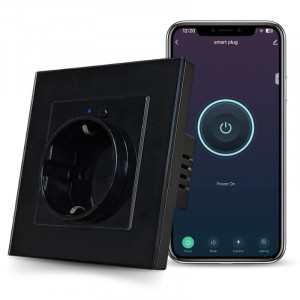 iUni SS1 Smart Socket, wifi, 16 A, verbruiksmonitoring, Smart Life / Tuya-app, compatibel met Alexa/Google Assistant, zwart