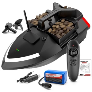 iUni V801 Fishing Bait Boat, 3 tanks, 2 kg capacity, 500 m range, 12000 mAh battery, 10 km/h speed, 2.4 GHz remote control - Img 2