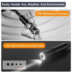 iUni VC43-RD Industrielle Fahrzeuginspektionskamera, 4,3-Zoll-IPS-Bildschirm, halbstarres Kabel, Länge 2 m, 1080p, 8 einstellbare LEDs, 8-mm-Objektiv, MicroSD-Kartensteckplatz, Wasserdichtigkeit IP67, 2600 mAh - Img 6