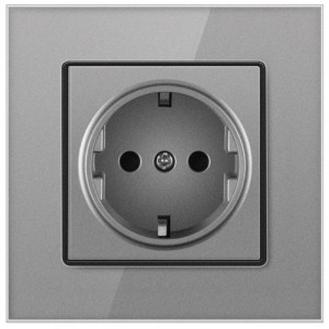 iUni WS1 Tempered Glass Wall Socket, 16A, Silver