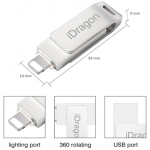 USB стик 32GB iUni iDragon Lightning и USB 3.0 iPhone/iPad, Сребрист - Img 11