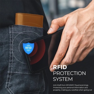Двоен портфейл iUni P3 RFID, 16 Карти, Тъмно Кафяв - Img 3