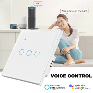 Интелигентен сензорен превключвател, WiFi, Защитно стъкло, iUni 3G, 10A, Гласово управление, Smart Life / Tuya, LED - Img 7