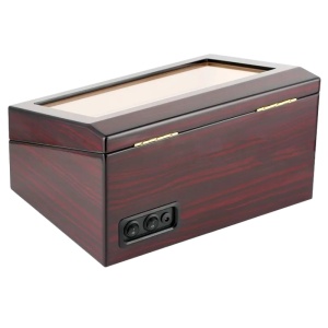 Кутия за Навиване на Часовници iUni, Watch Winder 4 + 6 Места за Съхранение, Махагон-Крем - Img 11