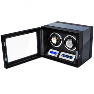 Кутия за самонавиващи се часовници iUni Luxury Watch Winder 2, цвят на въглероден - Img 8