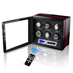 Кутия за самонавиващи се часовници iUni Luxury Watch Winder 6, цвят на махагон - Img 2