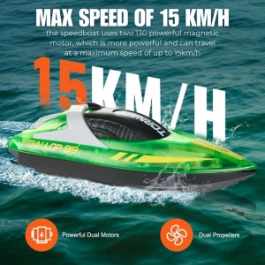 Лодка с дистанционно управление iUni HJ819, RC високоскоростна лодка, скорост 15 км/ч, 2.4GHz, зелена - Img 2