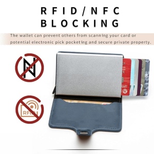 Портфейл iUni P2, RFID, слот за 6 карти, тъмно син - Img 6