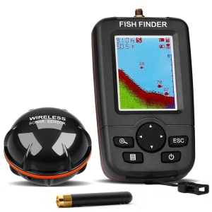 Риболовен сонар Fish Finder Безжичен iUni XJ-01, цветен LCD екран 2.8", сензор 90°, дълбочина 36m, комуникационно разстояние до 100m, 125KHz - Img 1