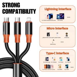5-in-1-Ladekabel, iUni B18, 120 cm, USB-A/USB-C auf Micro-USB, Lightning, Typ C, iPhone, Samsung, Huawei, Xiaomi, AirPods, MacBook - Img 5