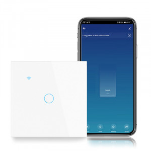 iUni 1F интелигентен сензорен превключвател, Wi-Fi, закалено стъкло, LED - Img 3