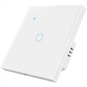 iUni 1F Tempered Glass WiFi Smart Touch Switch, LED, White