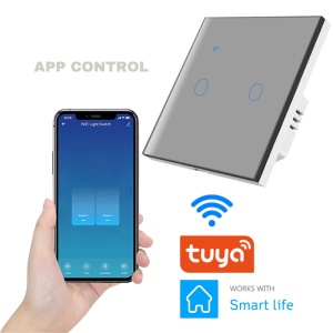 iUni 2F интелигентен сензорен ключ, Wi-Fi, безопасно стъкло, LED, сребрист - Img 12