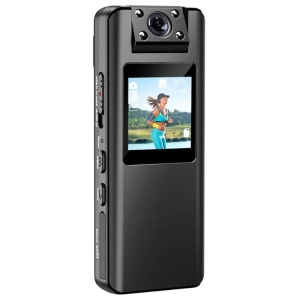 iUni A22 bodycam, voice recorder, nachtzicht, 180° draaibare lens, MicroSD-kaartsleuf