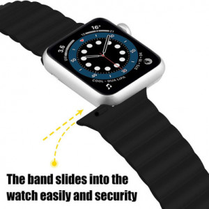 iUni-Armband für Apple Watch 1/2/3/4/5/6/7, magnetisches Silikon, 38 mm, schwarz - Img 4