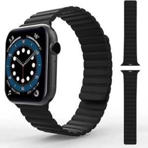 iUni-bandje voor Apple Watch 1/2/3/4/5/6/7, magnetisch siliconen, 40 mm, zwart - Img 12
