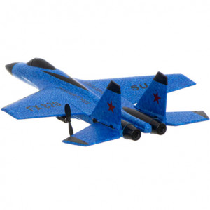 iUni FX820 изтребител с дистанционно управление, SU-35, жироскоп, удароустойчив, син - Img 3