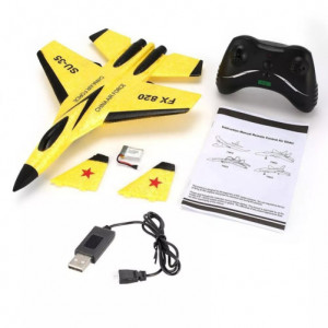 iUni FX820 op afstand bestuurbare straaljager, SU-35, gyroscoop, schokbestendig, geel - Img 11