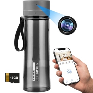 iUni IP48 Minikamera, Flaschenform, WLAN, 16 GB, Full HD, Live-Ansicht auf dem Smartphone