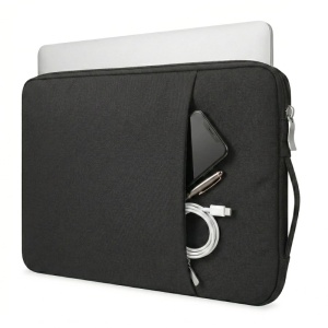 iUni Laptoptasche für 13"-14"-Laptops, aus wasserabweisendem Textilmaterial, kratz- und stoßfest, mit Außentasche, schwarz