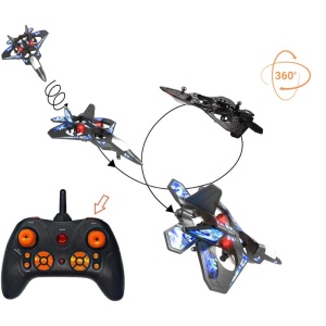 iUni LC222-A Op afstand bestuurbare vliegtuig, Thunder Jet X, 360°-acrobatiek, gyroscoop, schokbestendig, led-verlichting, blauw - Img 4