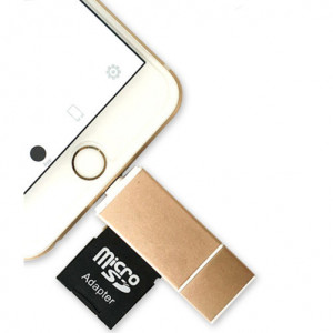iUni Lightning + MicroUSB OTG-Kartenlesegerät, Externer Speicher für iOS- und Android-Geräte, Goldfarben - Img 5