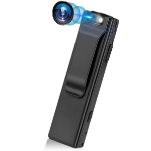 iUni M8 bodycam, bodycam, bewegingsdetectie, 90° draaibare lens, MicroSD-kaartsleuf