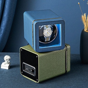 iUni Opwinddoos voor automatische horloges, Watch Winder, Eco-leer, Blauw - Img 12