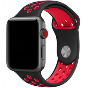 iUni Sportarmband für Apple Watch 1/2/3/4/5/6/7, 42 mm, Silikon, schwarz/rot - Img 6