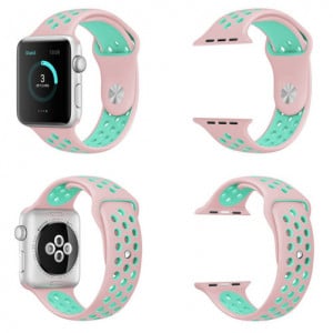 iUni sportbandje voor Apple Watch 1/2/3/4/5/6/7 40 mm siliconen roze/blauw - Img 4