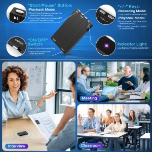 iUni V25 Mini-Diktiergerät, 64 GB interner Speicher, 80 Stunden Akkulaufzeit, MP3-Player - Img 3