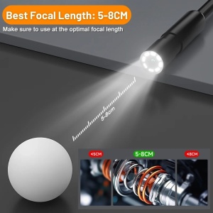 iUni VC43-RD Industrielle Fahrzeuginspektionskamera, 4,3-Zoll-IPS-Bildschirm, halbstarres Kabel, Länge 2 m, 1080p, 8 einstellbare LEDs, 8-mm-Objektiv, MicroSD-Kartensteckplatz, Wasserdichtigkeit IP67, 2600 mAh - Img 7