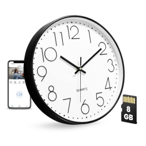 iUni W31 Spionagekamera in Form einer Wanduhr, 8 GB, WLAN, Full HD, Bewegungssensor, Schwarz-Weiß - Img 11