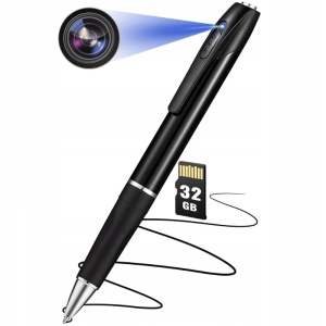 Spionage-Kugelschreiber mit Full-HD-Kamera iUni W8, 32 GB, Audio- und Videoaufzeichnung, Foto