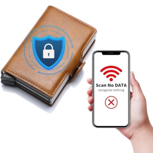 Διπλό πορτοφόλι iUni P3 RFID, 16 κάρτες, σκούρο καφέ - Img 4