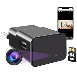 Φορτιστής USB με κάμερα κατασκοπείας iUni IP1000, Wi-Fi, 64 GB, προβολή 4K, ήχος-εικόνα, P2P