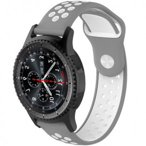 Каишка iUni Спортен 22 мм за Gear S3 Силикон Сив/Бял - Img 1