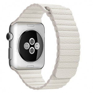 Каишка iUni Leather Loop за Apple Watch 1/2/3/4/5/6/7 42 мм Еко кожа Бял - Img 2